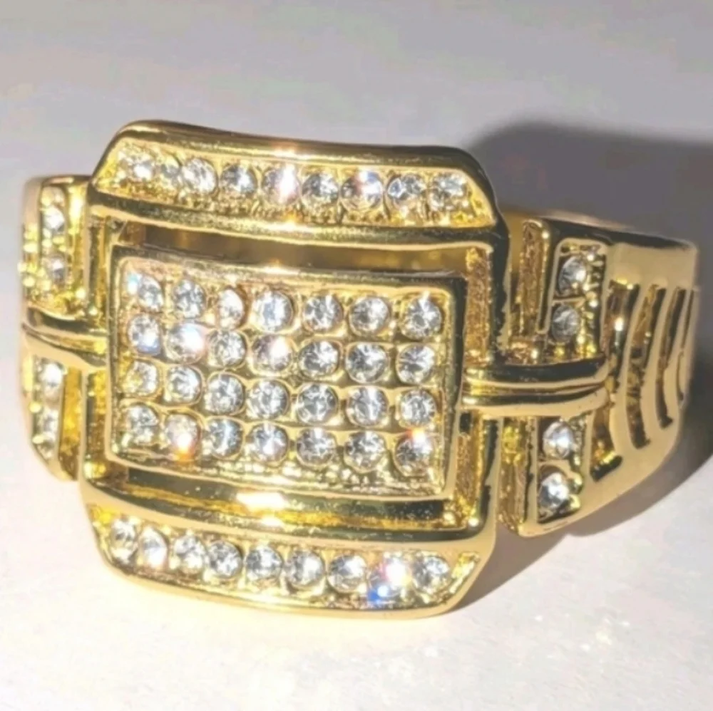 3ct round Cut Moissanite 14k Yellow Gold Plated Mens Royal Style Ring Sz 11